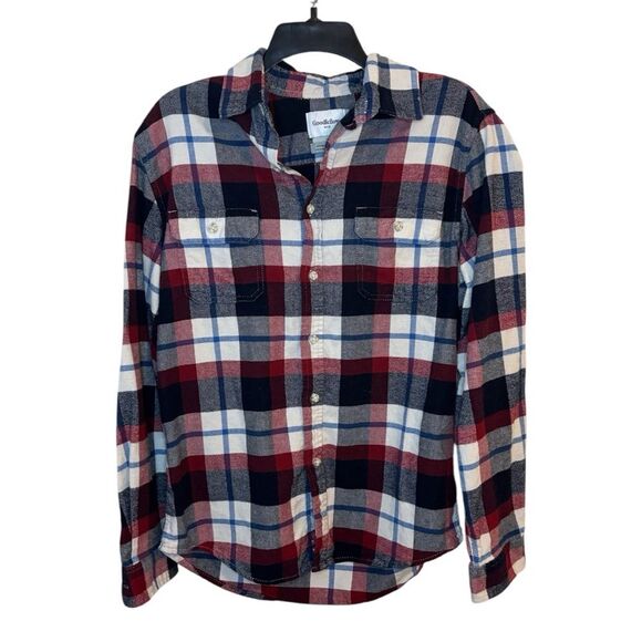 Goodfellow Men’s Red Plaid Flannel Button Down Shirt Size Medium - Picture 1 of 5